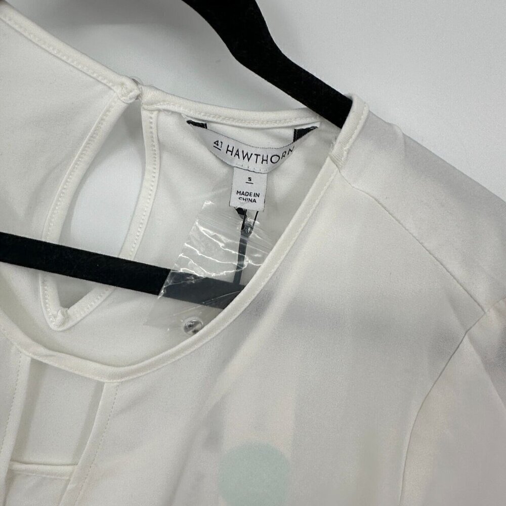 41 Hawthorn Womens Blouse Small White Surplice Neckline Bell Sleeve Top Preppy - Picture 10 of 14